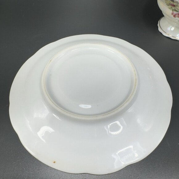 Vintage German Porcelain Teacup And Saucer Set Flower Pattern Gold Accent Decor - Picture 6 of 12